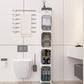 5-Tier Tall Narrow Storage Cabinet, Slim Rolling Storage Cabinet with Clear Doors, Adjustable Shelves, Foldable Organizer for Laundry Room, Kitchen Pantry, Utility Room and Small Spaces
