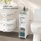 3-Tier Slim Bathroom Storage Cabinet, Rolling Toilet Paper Storage Cabinet with Clear Doors, Narrow Toilet Side Organizer for Small Bathrooms, Rolls, Wipes, Cleaners and Bathroom Essentials