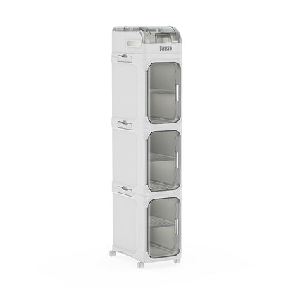 4-Tiers Toilet Paper Storage, Slim Bathroom Organizers and Storage, Bathroom Counter Organizer, Bathroom Organizer Storage Cabinet, Portable Laundry Room Organization, Plastic White Clear Doors
